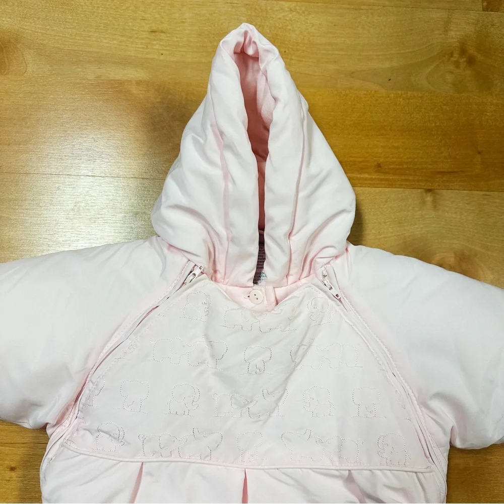Absorba Light Pink Hooded Puffer Pram Bunting Snowsuit Baby Girl Size 3M